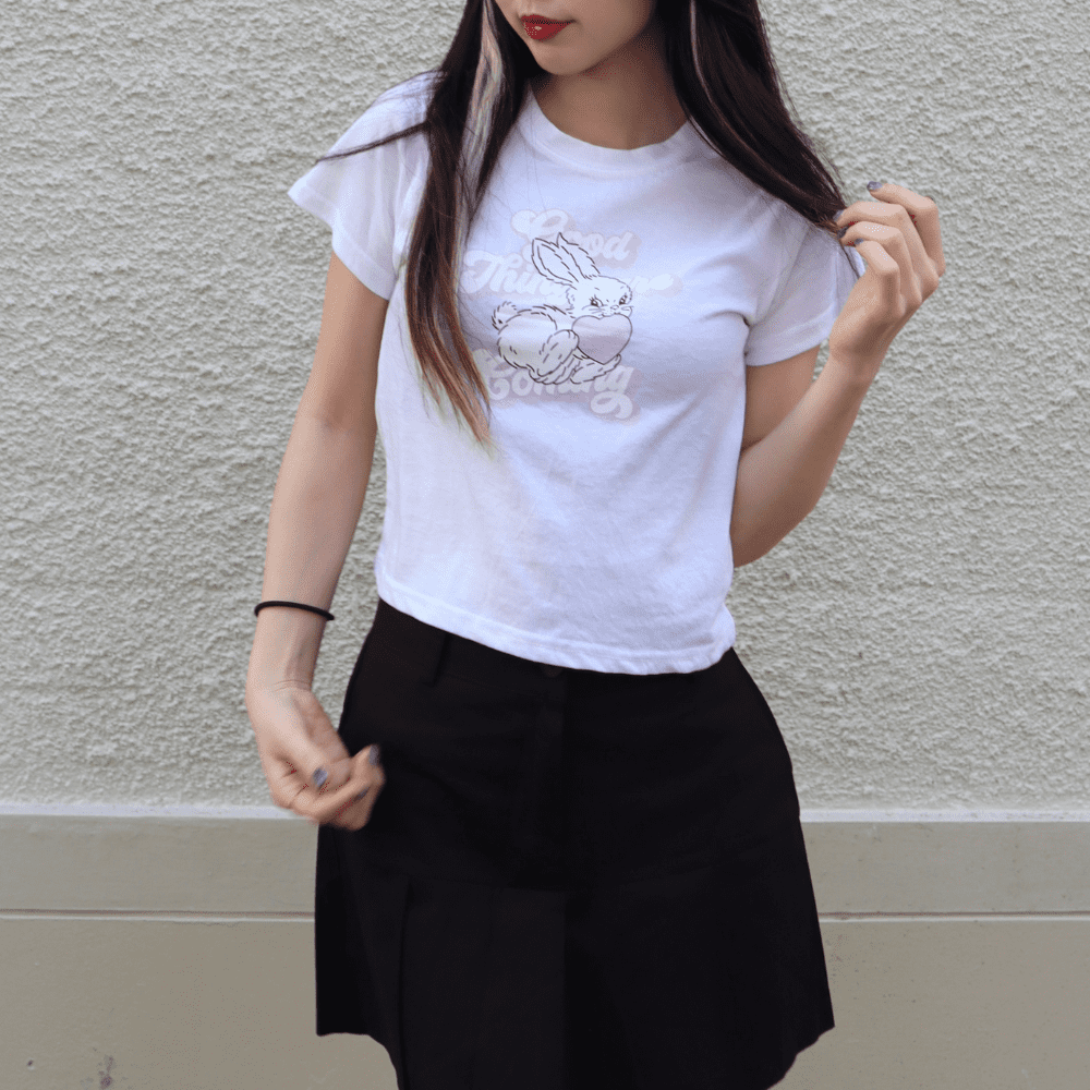 Bunny Crop Top - blanco