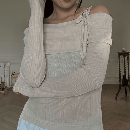 Off Shoulder Shirt - beige
